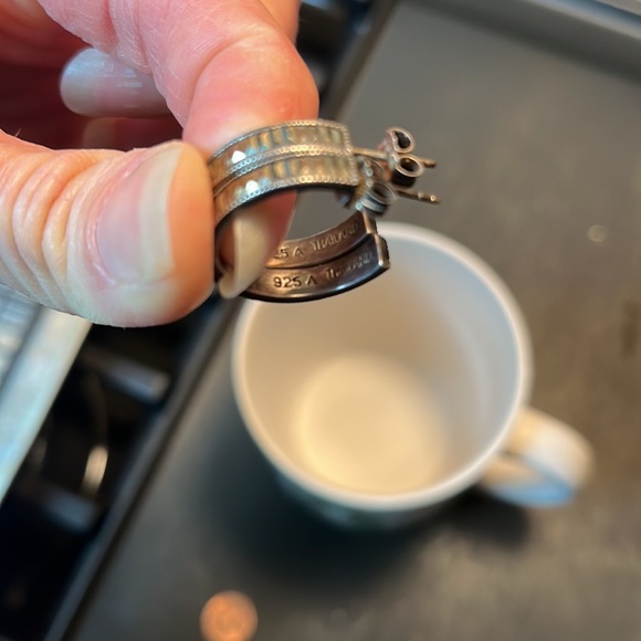 Great condition vintage 925 silver hoops - Picture 5 of 7